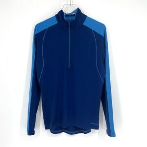 Patagonia Base Layer Mens M Blue Mock Neck Wool Quarter Zip Hiking Workout